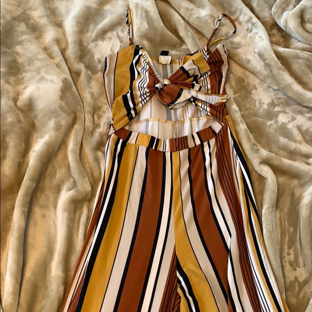 Stripped jump suit